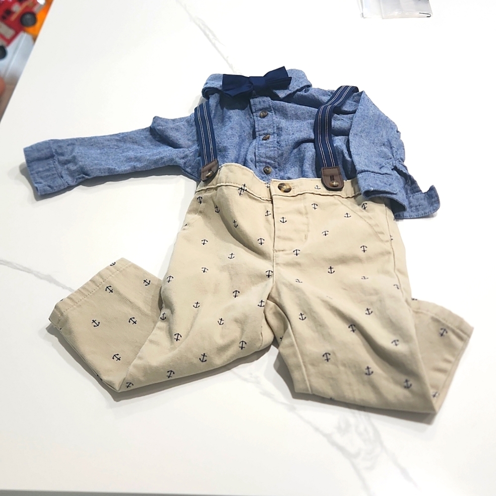 Carter's Baby Boys' Anchor Chambray Suspender Set 12m